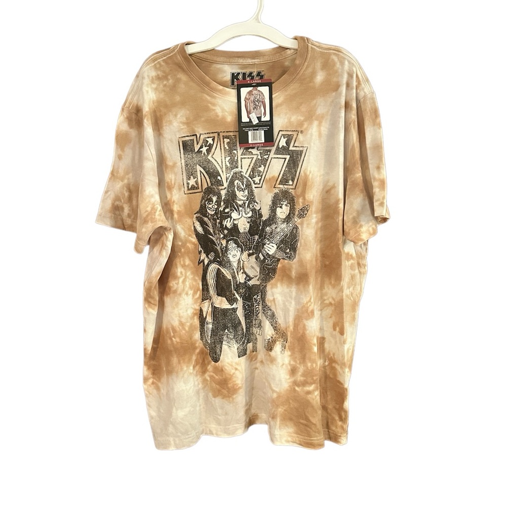 KISS Band Tie Dye Concert T-Shirt Men’s XL Brown White Rock Graphic Tee NWT